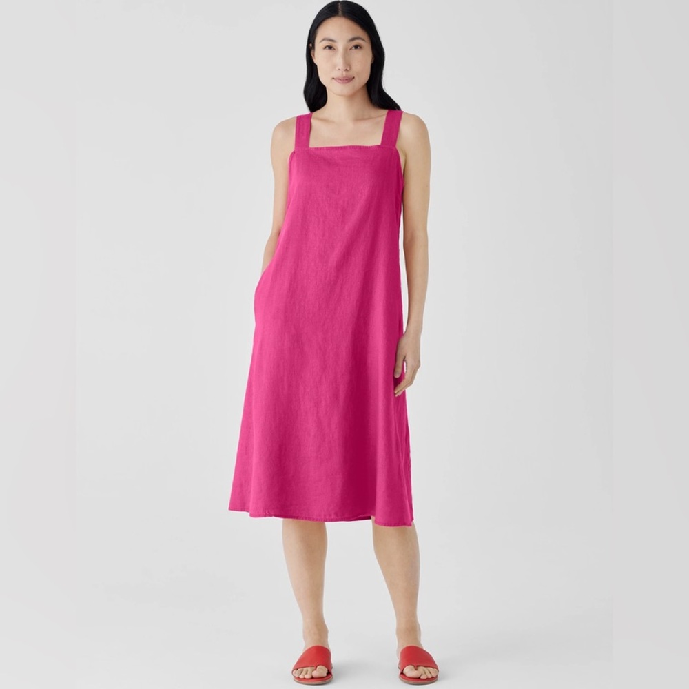 NWT Eileen Fisher Organic Linen Square Neck Dress